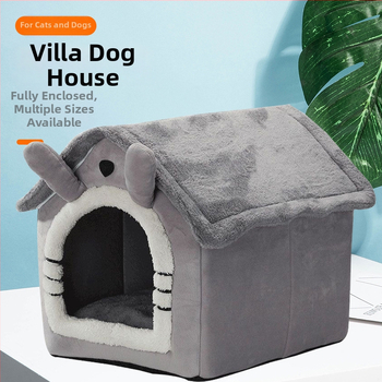 Гнездо за котки и кучета за всички сезони — закрито и измиващо се, зимно топло, във вилен стил дом; Материал: плат; Бранд: New Cute; Продукт номер: Villa House Pet Nest