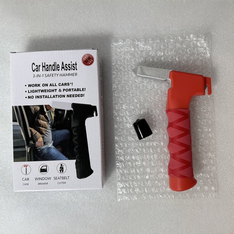 Automobilski 3-u-1 alat za nuždu: čekić za razbijanje stakla, dodatak naslona za ruku, Lin ting, materijal ABS aluminijska legura, težina 0,18 kg
