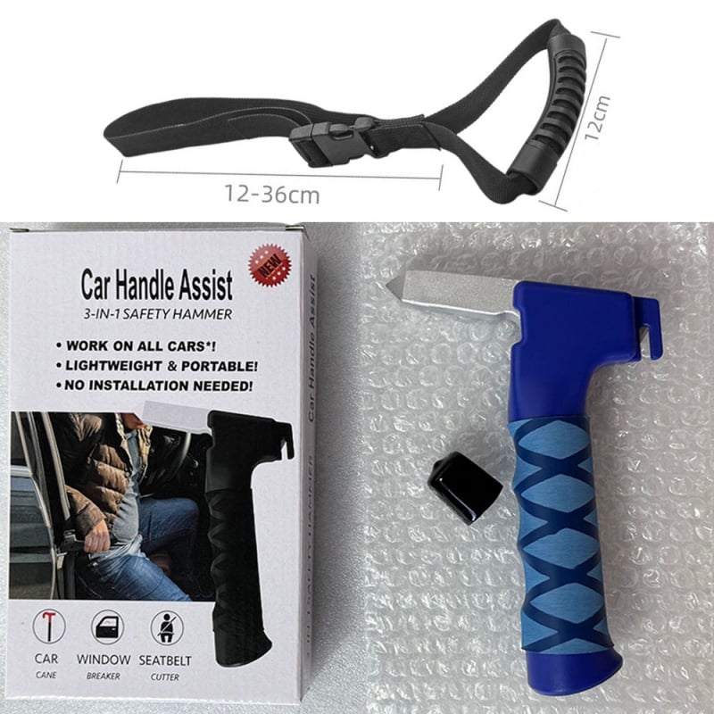 Automobilski 3-u-1 alat za nuždu: čekić za razbijanje stakla, dodatak naslona za ruku, Lin ting, materijal ABS aluminijska legura, težina 0,18 kg