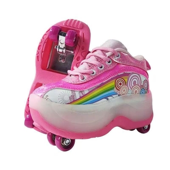 BaBuTong τετράτροχα παπούτσια ρόλλερ με φωτιζόμενους τροχούς, Unisex, διπλής σειράς PU τροχοί, σόλα από TPR