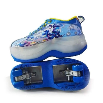 BaBuTong τετράτροχα παπούτσια ρόλλερ με φωτιζόμενους τροχούς, Unisex, διπλής σειράς PU τροχοί, σόλα από TPR