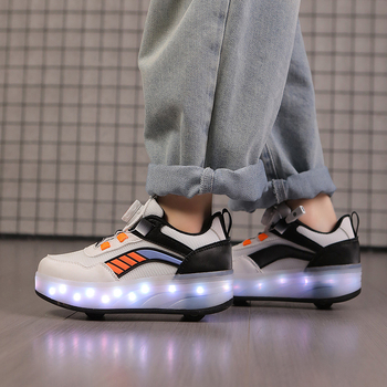 Παιδικά αθλητικά παπούτσια με τέσσερις τροχούς, διπλής σειράς PU τροχών – μάρκα Tread Pattern, κατάλληλα για αγόρια και κορίτσια (2358)