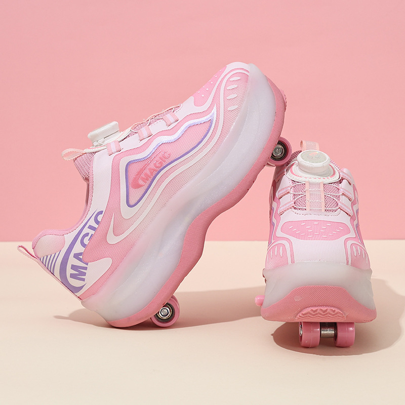 Unisex Heelys stil rol tenisice s dvostrukim redom kotača, PU kotači, TPR potplat