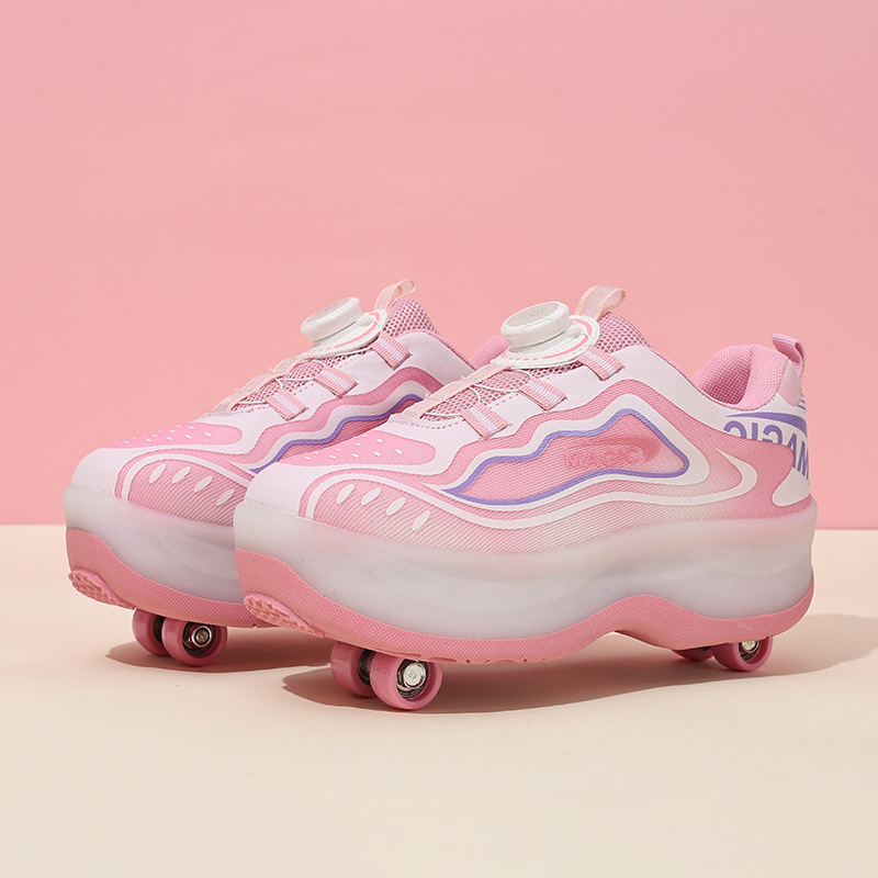 Unisex Heelys stil rol tenisice s dvostrukim redom kotača, PU kotači, TPR potplat