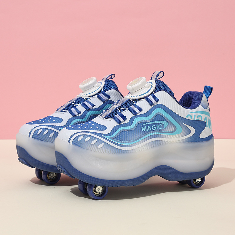 Unisex Heelys stil rol tenisice s dvostrukim redom kotača, PU kotači, TPR potplat