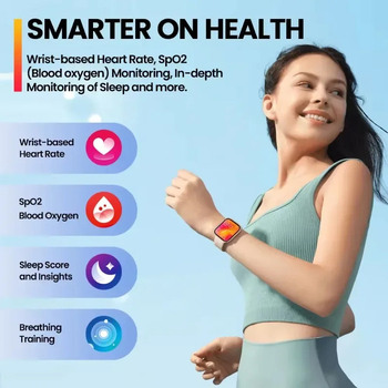 Pametni sat s IP68 vodootpornošću, kvadratnim brojčanikom, kućištem od titanija; praćenje zdravlja: srčani ritam, krvni tlak, SpO2, praćenje sna; trajanje baterije 15–21 dan