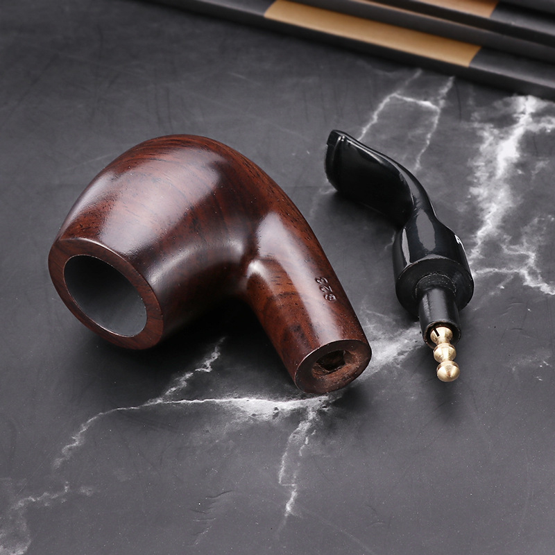 Lulă din lemn de abanos, lucrată manual, dimensiune palmei, lemn solid, filtru cu nucleu de fier de 3 mm