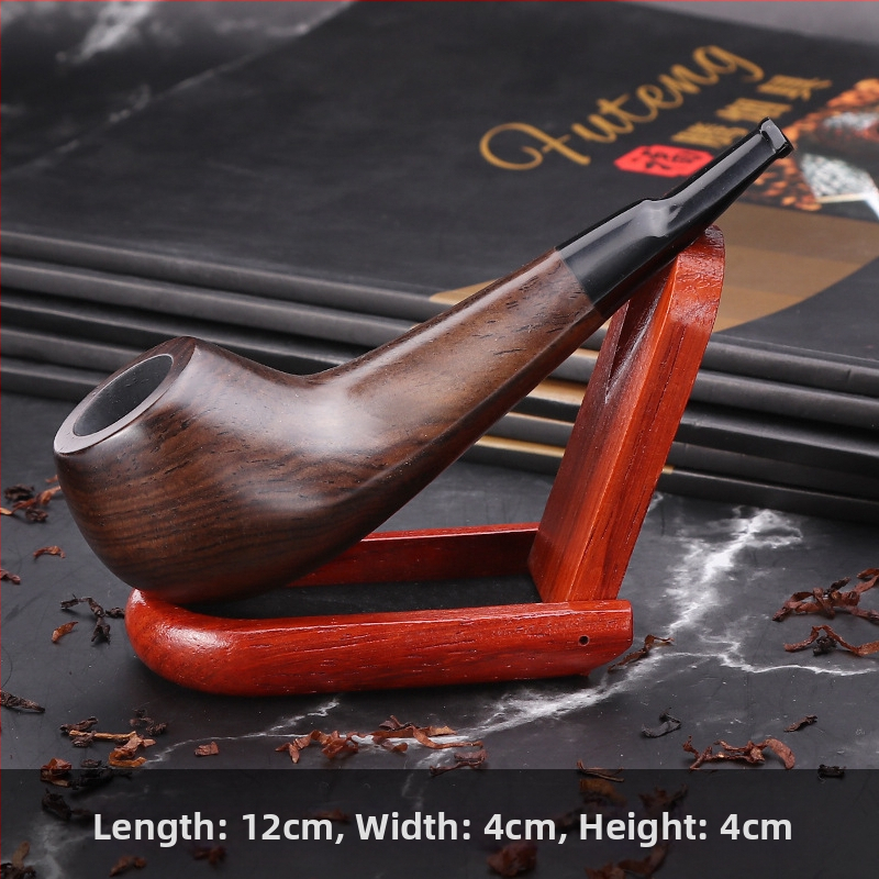 Lulă din lemn de abanos, lucrată manual, dimensiune palmei, lemn solid, filtru cu nucleu de fier de 3 mm