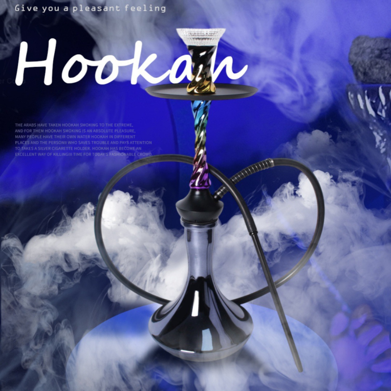 Hookah od aluminija, elektroplatirano, uvijeni oblik, arapski stil, veliki čvorasti uzorak