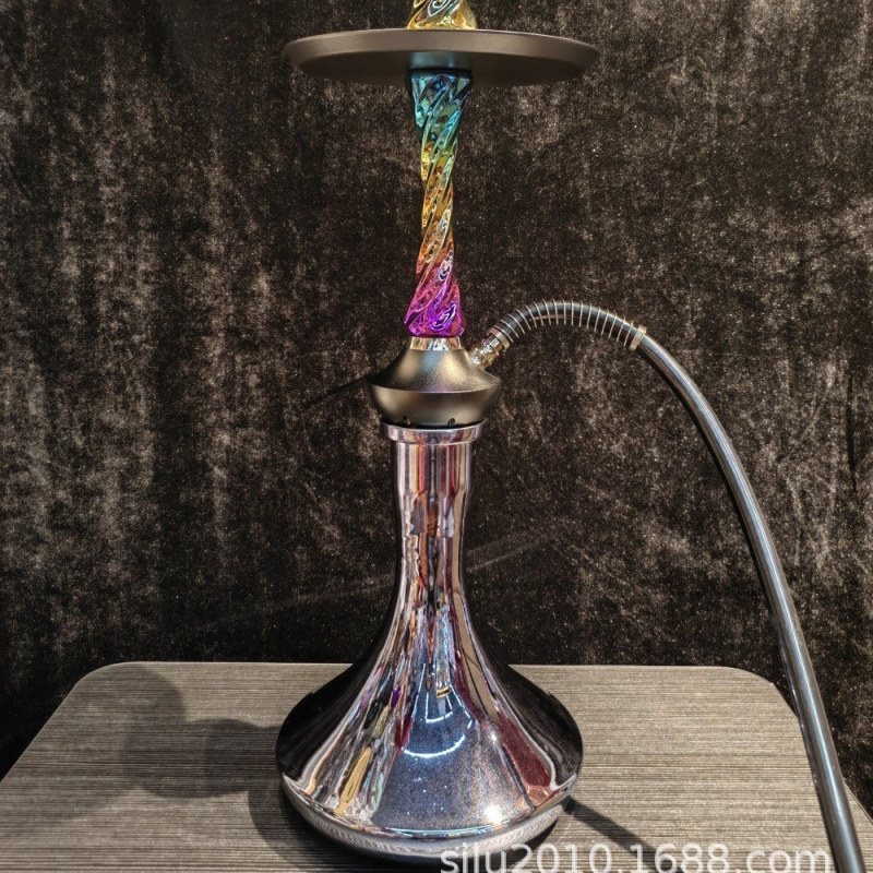 Hookah od aluminija, elektroplatirano, uvijeni oblik, arapski stil, veliki čvorasti uzorak