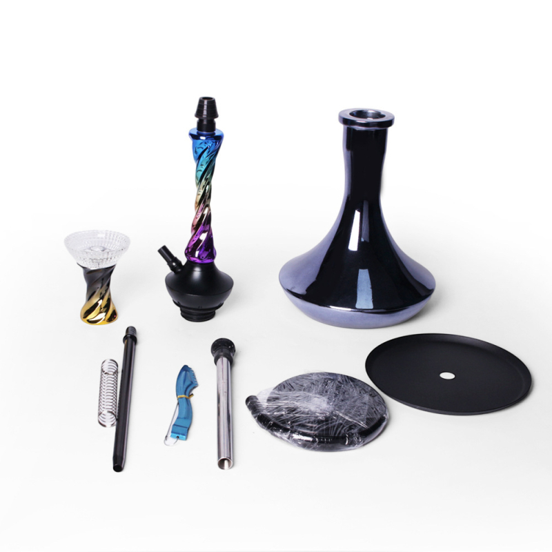Hookah od aluminija, elektroplatirano, uvijeni oblik, arapski stil, veliki čvorasti uzorak