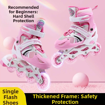 Παιδικά inline ρόλερ σκέιτς – ρυθμιζόμενα, LED φλας, τροχοί PVC, Bo Bo μάρκα