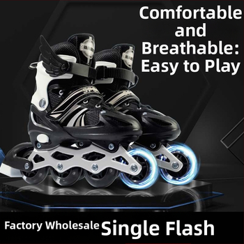 Παιδικά inline ρόλερ σκέιτς – ρυθμιζόμενα, LED φλας, τροχοί PVC, Bo Bo μάρκα