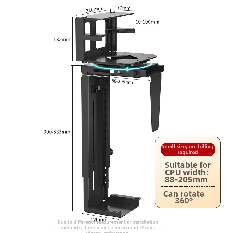 Zavesný držiak počítačovej skrinky, bočné uchytenie klipom, nastaviteľný, bez vŕtania, model zjj001