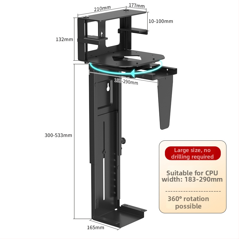 Zavesný držiak počítačovej skrinky, bočné uchytenie klipom, nastaviteľný, bez vŕtania, model zjj001