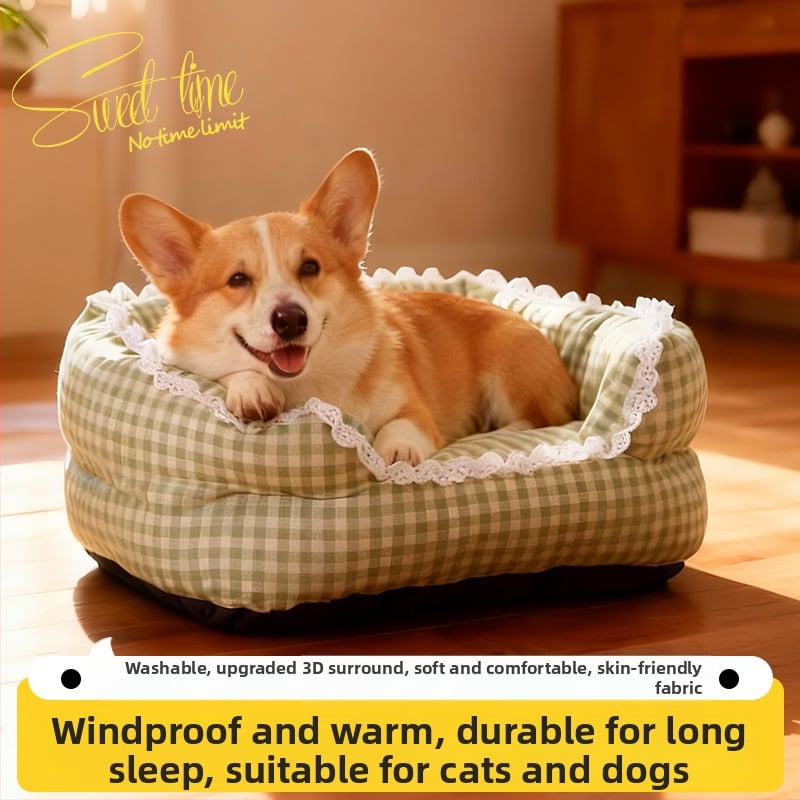 Легло за домашни любимци за четири сезона с дантелен дизайн, за малки породи, вътрешна употреба, без монтаж, топло и лесно за почистване