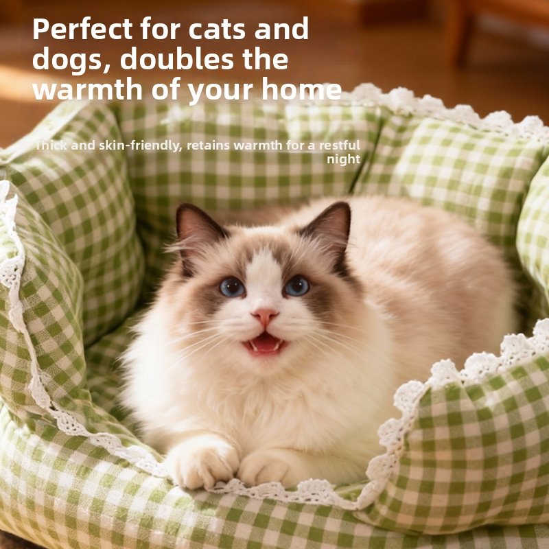 Легло за домашни любимци за четири сезона с дантелен дизайн, за малки породи, вътрешна употреба, без монтаж, топло и лесно за почистване