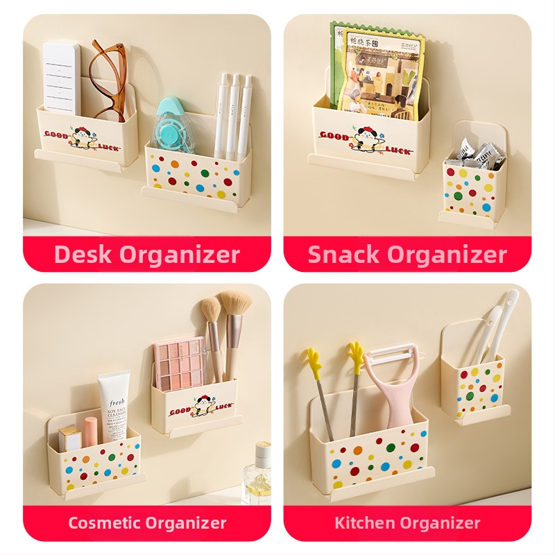 Cutie de depozitare pentru telecomenzi, montată pe perete — plastic PP, design drăguț de desen animat, model 20250507023, 40 g