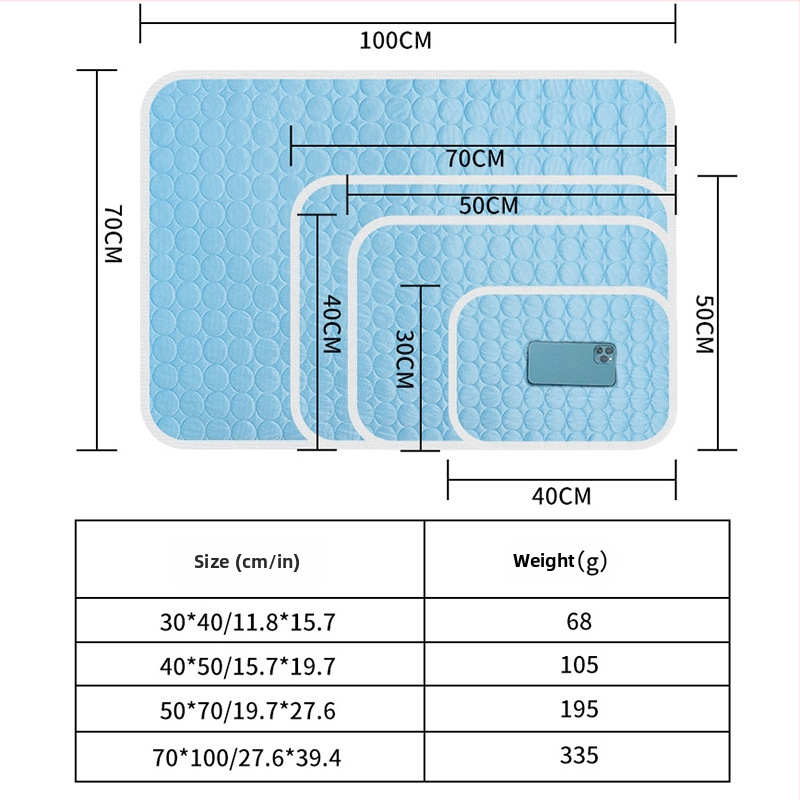 Охлаждаща подложка за кучета с дишащ Ice Silk плат – прана, многократно използваема, охлаждаща подложка (AIO)