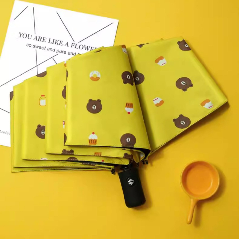 Automata nap- és eső elleni esernyő, 3 részben összecsukható kivitel, acél váz 8 bordával, 170T vegyi rostból készült szövet gumírozott bevonattal, középső oszlop rostból, műanyag fogantyú, modell YS-6034