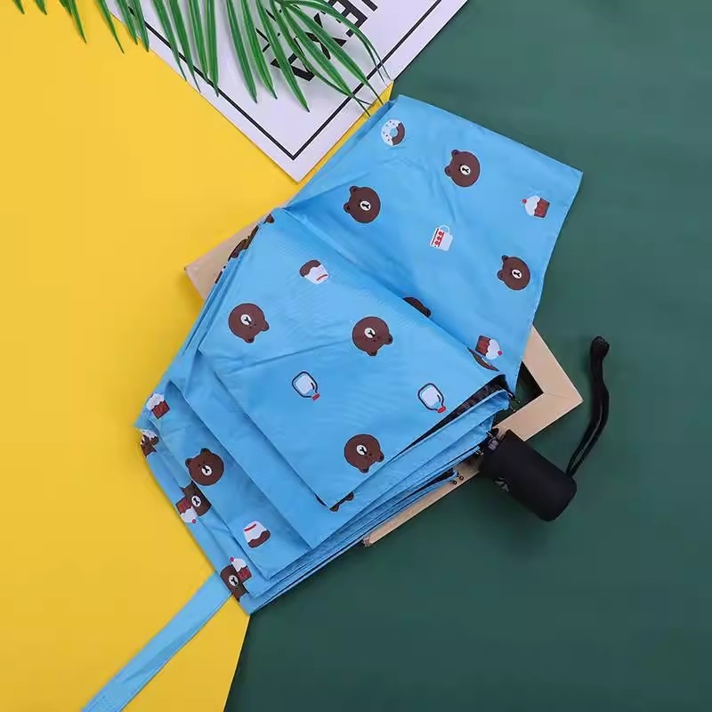 Automata nap- és eső elleni esernyő, 3 részben összecsukható kivitel, acél váz 8 bordával, 170T vegyi rostból készült szövet gumírozott bevonattal, középső oszlop rostból, műanyag fogantyú, modell YS-6034