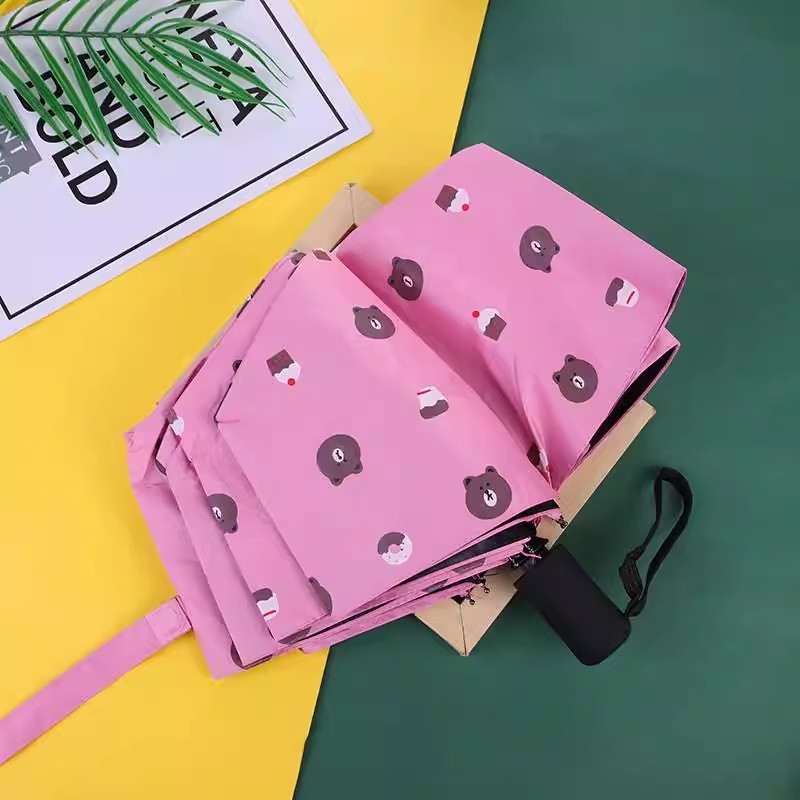 Automata nap- és eső elleni esernyő, 3 részben összecsukható kivitel, acél váz 8 bordával, 170T vegyi rostból készült szövet gumírozott bevonattal, középső oszlop rostból, műanyag fogantyú, modell YS-6034