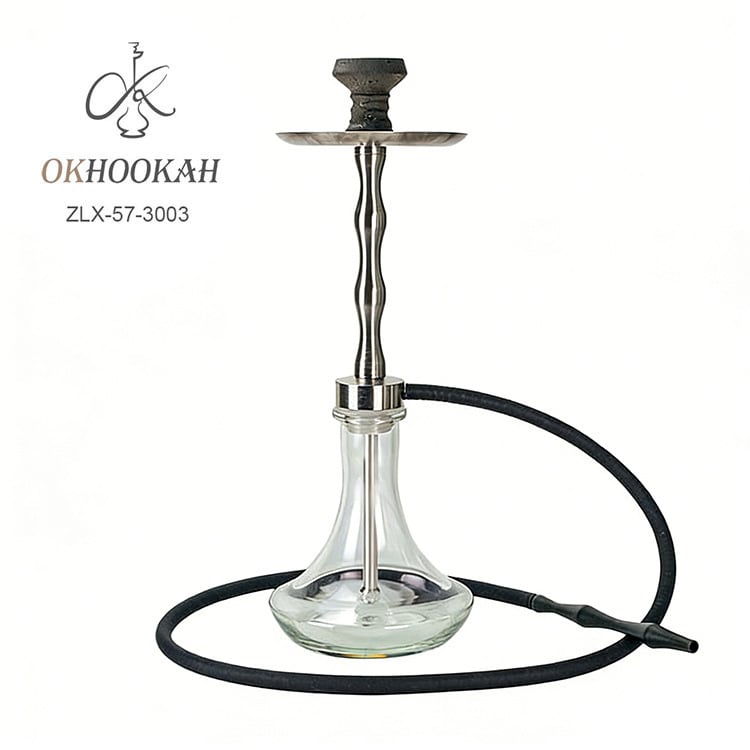 OKHOOKAH nehrđajući čelik Hookah – velika jednodijelna arapska vodena lula, kompletan prijenosni set, model ZLX-57-3003