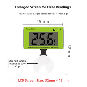 Akvarijski termometar s elektroničkim digitalnim zaslonom; visoka preciznost mjerenja temperature vode; ekološki ABS materijal.