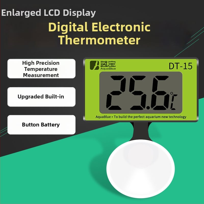 Akvarijski termometar s elektroničkim digitalnim zaslonom; visoka preciznost mjerenja temperature vode; ekološki ABS materijal.
