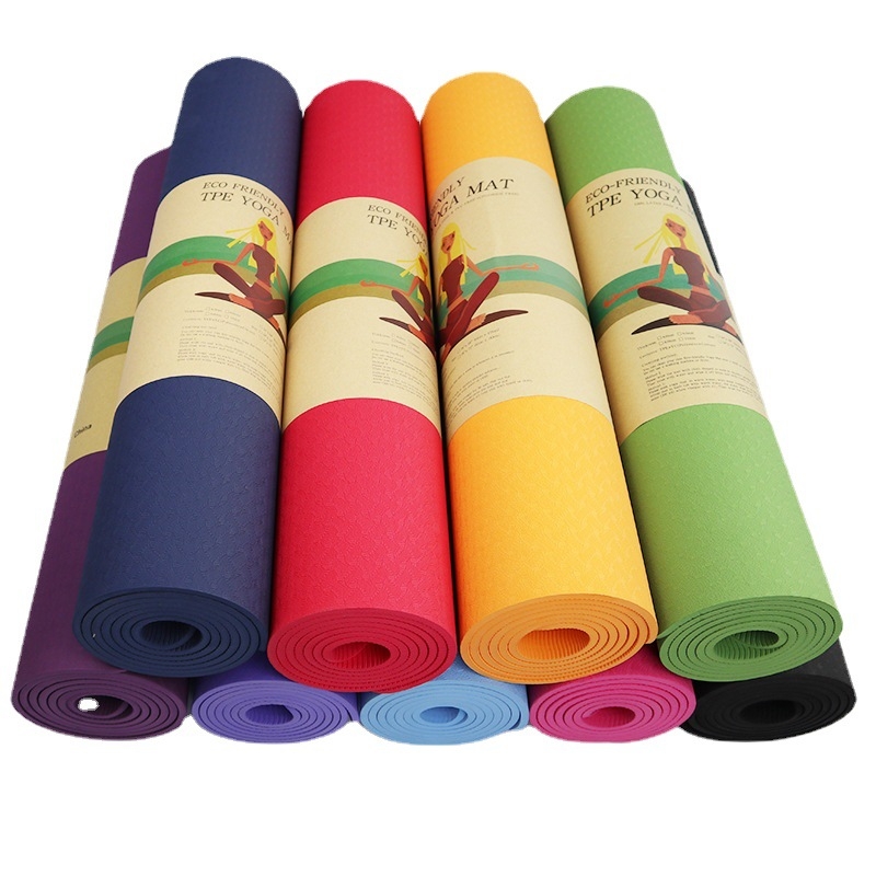 Joga prostirka, TPE materijal, 6 mm debljina, 900 g težine, linija poza, protuklizna