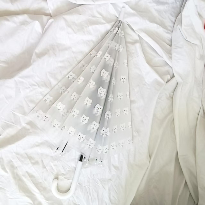 Umbrelă pentru copii cu iepurașul Miffy, stil desen animat, semi-automat, cu cupolă transparentă din plastic, mâner și schelet din fier, posibilitate logo personalizat