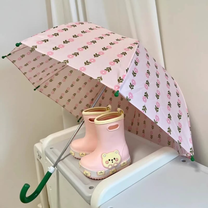 Umbrelă pentru copii - pânză robustă, cadru cu 8 spițe, tijă din aliaj, spițe din fibră, mâner din plastic, mâner lung, deschidere și închidere manuală