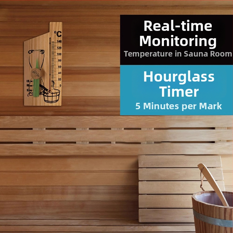 Kt/kaitai Teplomer do sauny, sklenený teplomer, vysokoteplotná odolnosť, časovač s pieskom, model L30ck2887