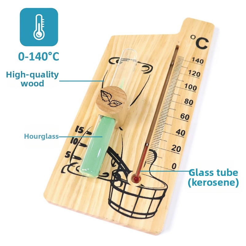 Kt/kaitai Teplomer do sauny, sklenený teplomer, vysokoteplotná odolnosť, časovač s pieskom, model L30ck2887