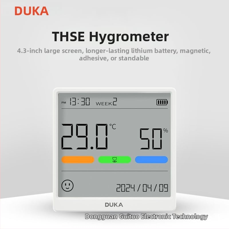 Duke TH-SE многофункционален измервател на температура и влажност с цифров дисплей, стенен монтаж за домашна среда