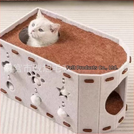 Котешка пещера с интегрирана дъска за драскане – Материал: Фелт; Категория: Легло за домашни любимци, Клетка; За котки; Вътрешна употреба; Всички сезони