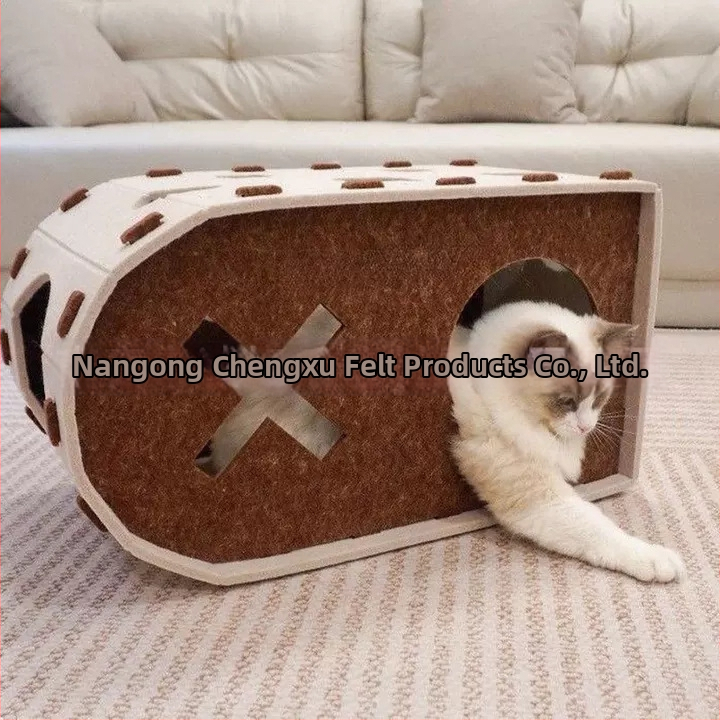 Котешка пещера с интегрирана дъска за драскане – Материал: Фелт; Категория: Легло за домашни любимци, Клетка; За котки; Вътрешна употреба; Всички сезони