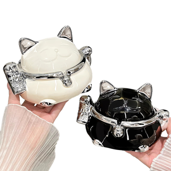 Keramička pepeljara Maneki-Neko s poklopcem – moderan kreativni dizajn, prilagodljivo, stilovi nordijski / crtani / novi kineski stil, Benyi Home Furnishings