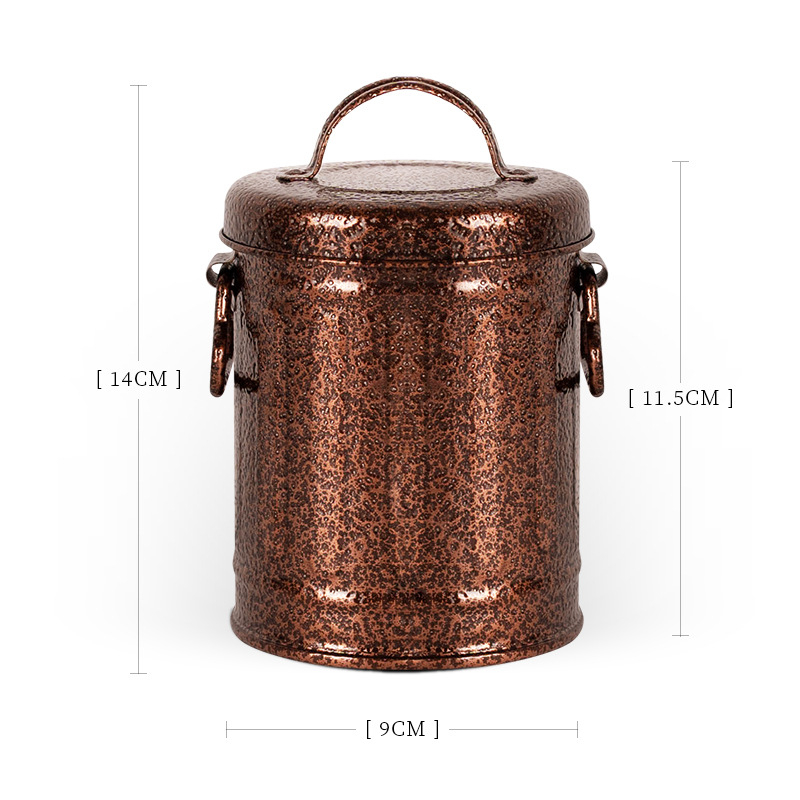 Scrumieră din metal galvanizat, în formă de găleată, cu capac, funcție de depozitare, personalizabilă