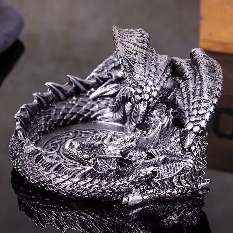 Pepeljara s dragonom u europskom stilu, kreativna i personalizirana, materijal: smola; višekratna upotreba; dekorativna; pogodna za dar