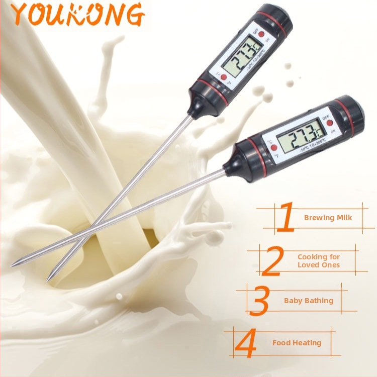 Youkong digitálny teplomer na potraviny so sondou, pero typu, pre BBQ - meria teplotu miestnosti, vody, oleja a vzduchu