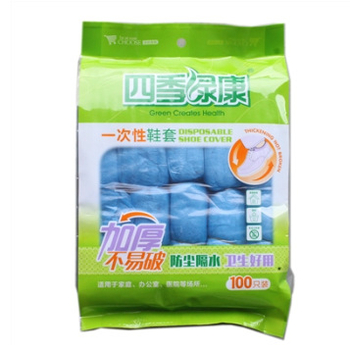 Egyszer használatos cipővédő beltéri használatra, felnőtteknek, vastag PE, vastagság 2, porvédelmi