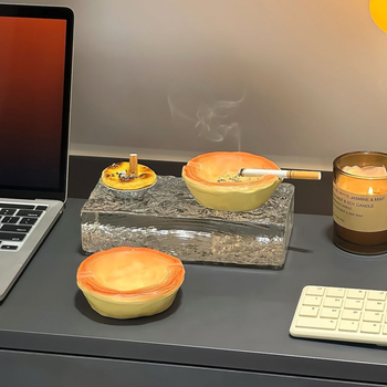 Keramički pepeljara s dizajnom Egg Tart – za stol ili dom, jedinstven stil (Materijal: keramika; Stil: jedinstven; Prilagodba: Nije dostupna)