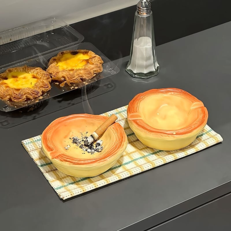 Keramički pepeljara s dizajnom Egg Tart – za stol ili dom, jedinstven stil (Materijal: keramika; Stil: jedinstven; Prilagodba: Nije dostupna)