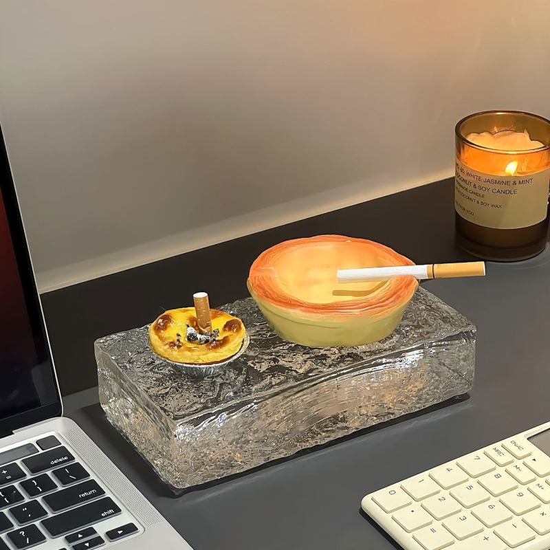 Keramički pepeljara s dizajnom Egg Tart – za stol ili dom, jedinstven stil (Materijal: keramika; Stil: jedinstven; Prilagodba: Nije dostupna)