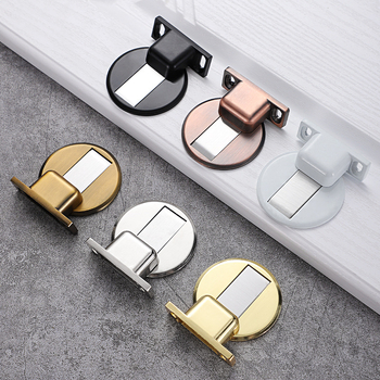 Mágneses padlós ajtóstop, cink ötvözet, furatok nélkül, padlóra szerelve, elektroplatált felület, modern minimalista stílus