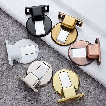 Mágneses padlós ajtóstop, cink ötvözet, furatok nélkül, padlóra szerelve, elektroplatált felület, modern minimalista stílus