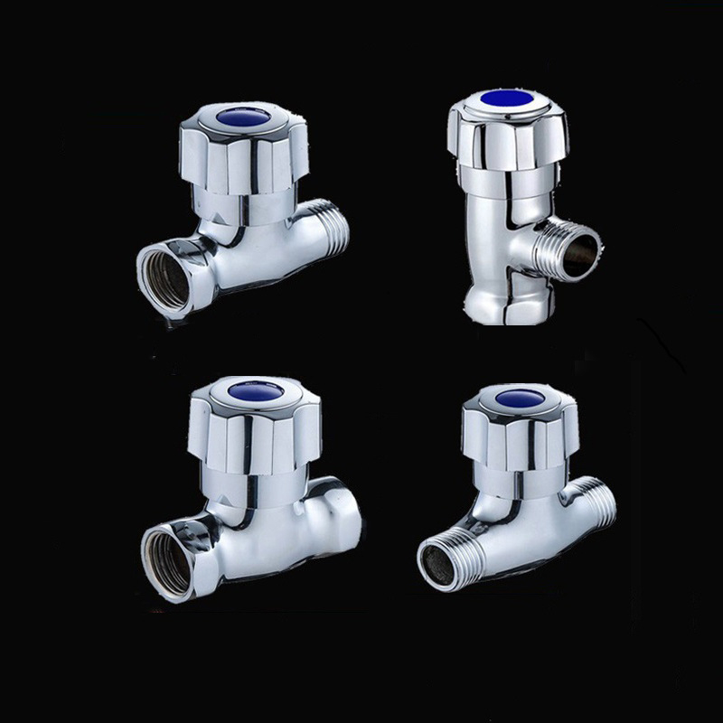 Réz háromutas szelep, menetes csatlakozás, modell 4-pontos egyenes szelep, működő nyomás 1 MPa, csaphoz