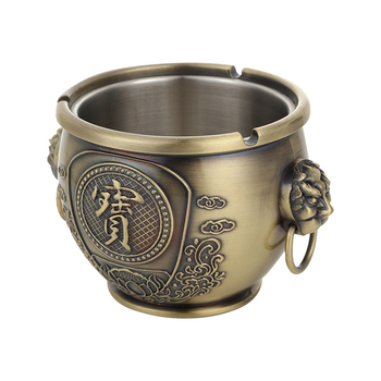 Európai stílusú, multifunkcionális hamutartó otthoni használatra fedéllel, dekoratív kiegészítő a nappali dohányzóasztalához, védelem a csöpögés ellen és lángtörlési funkcióval, cinkötvözetből