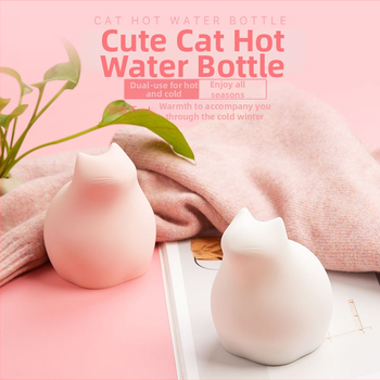 Sticlă cu apă caldă din silicon – încălzitor drăguț pentru mâini; încălzire prin umplere cu apă; utilizare cald sau rece; primăvara 2024.